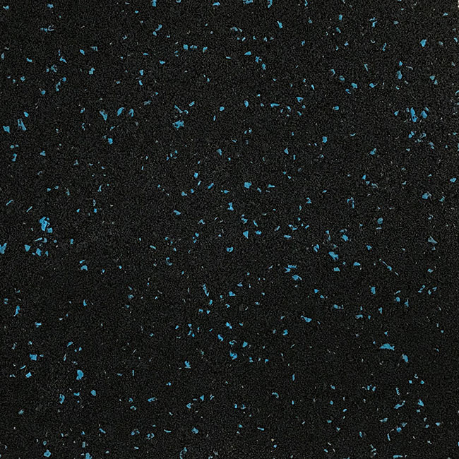 Rubber gym tile with blue speckles – 1x1m smooth mat for gym use