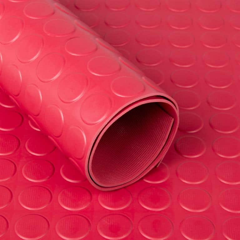 red stud rubber flooring roll – coin pattern