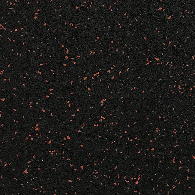 Black gym tile with red speckles – durable rubber 1x1m fitness flooring